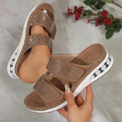 Summer Rhinestone Sandals: Non-slip, Chic & Casual