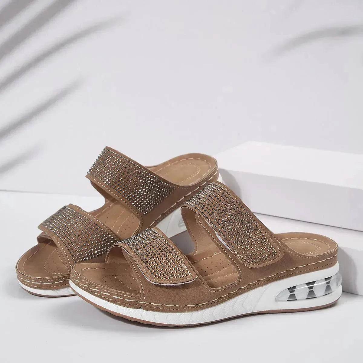 Summer Rhinestone Sandals: Non-slip, Chic & Casual