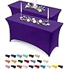 Custom logo printed purple tablecloth with fitted top and draped skirt