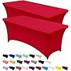 Custom logo printed red tablecloth with fitted top and draped skirt
