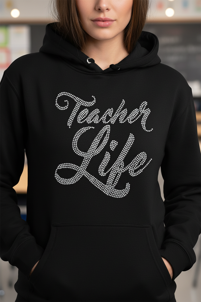 Teacher Life Rhinestone Shirt – Crystal Bling Tee Canada