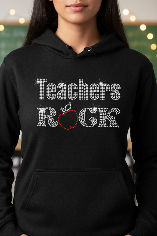 Teachers Rock Rhinestone Shirt – Appreciation Sparkle Bling Tee | Blingdazzel