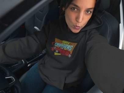 Black hoodie with Cruisers glitter logo on chest