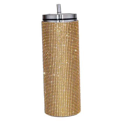 20oz/600ml Rhinestone Bling Bottle, Stainless Steel Tumblers With Straw