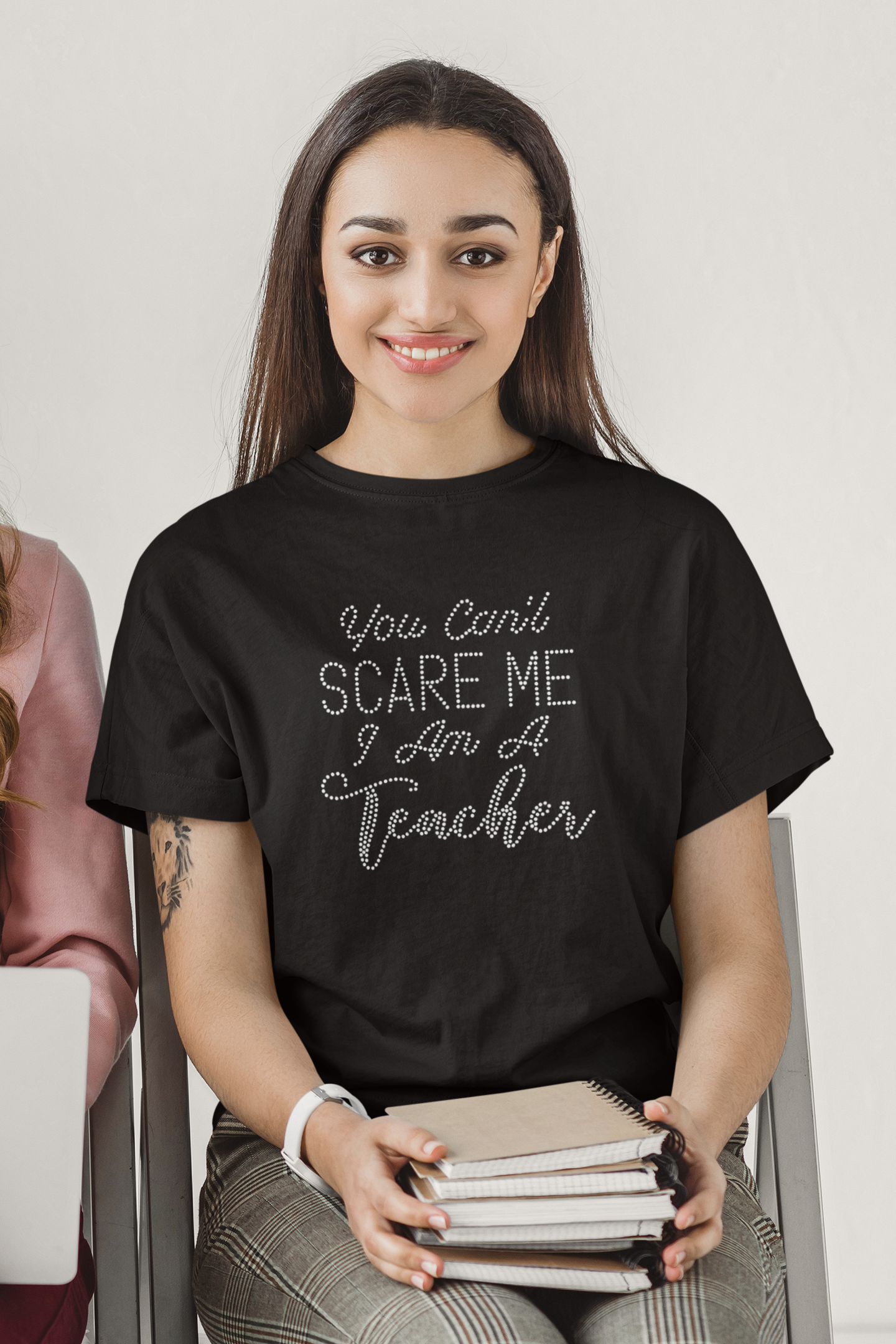 You Can't Scare Me I'm a Teacher Rhinestone Shirt – Bling Teacher Apparel Canada | Blingdazzel