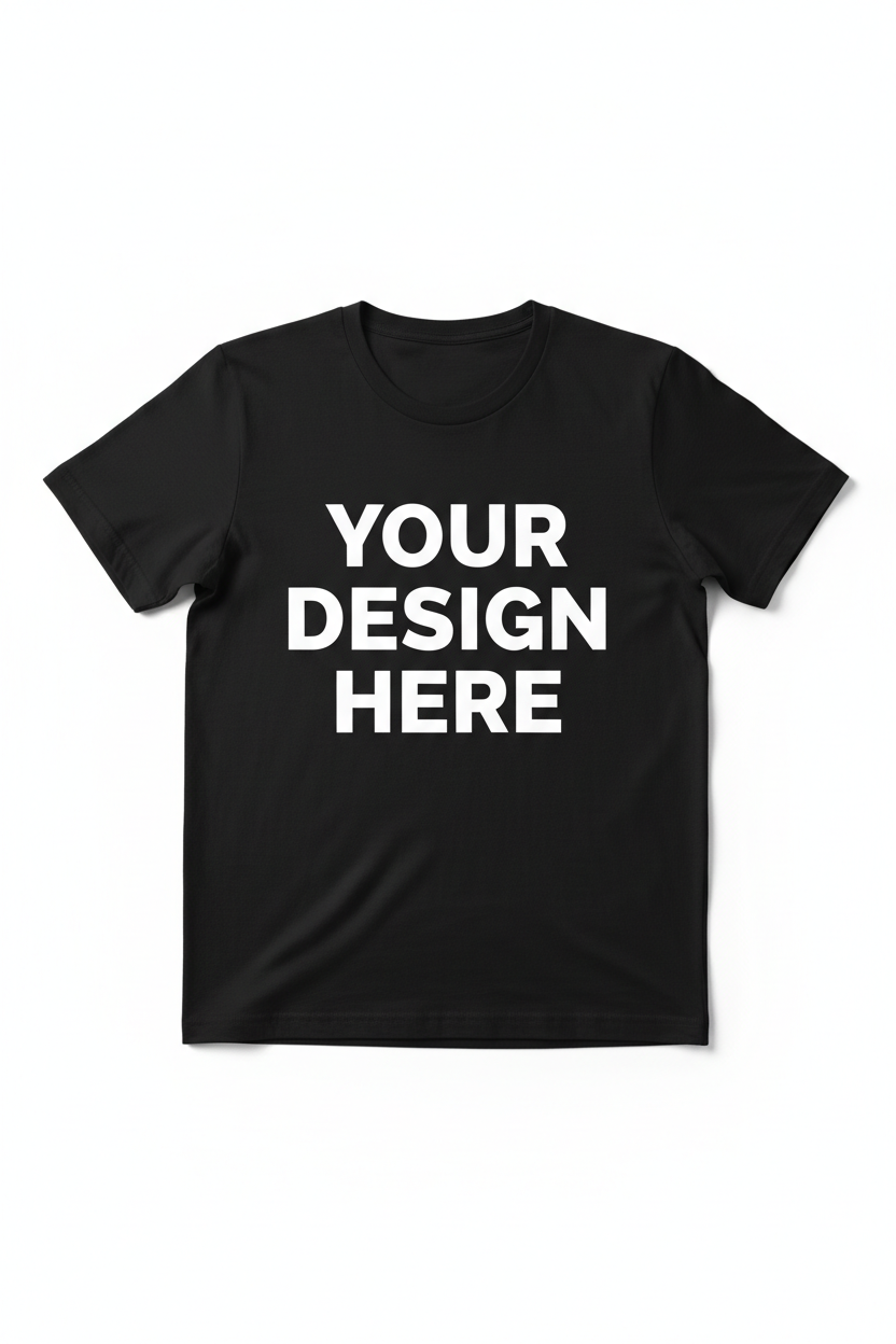 Your Design Here Black T-Shirt Mockup
