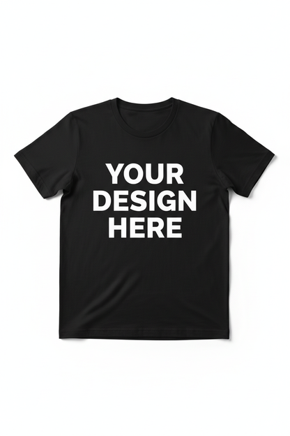 Your Design Here Black T-Shirt Mockup