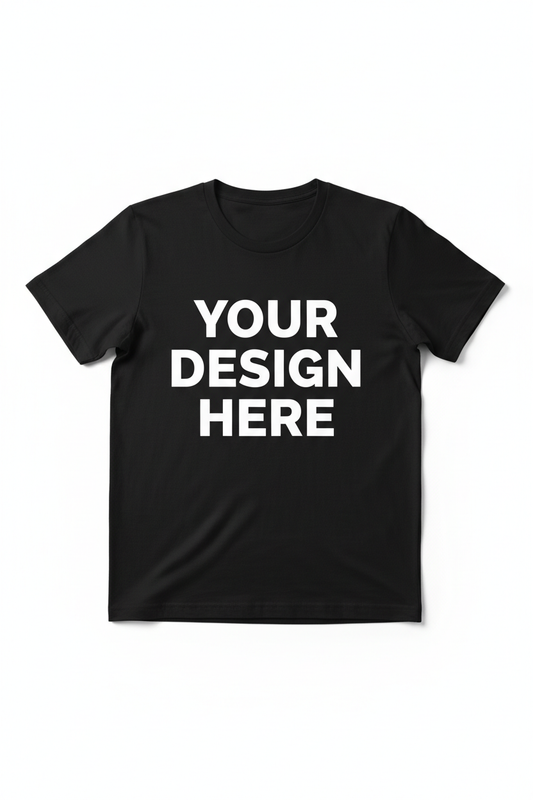 Your Design Here Black T-Shirt Mockup