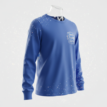 Youth long sleeve t-shirt, royal blue, with 'YOUR DESIGN HERE' chest logo